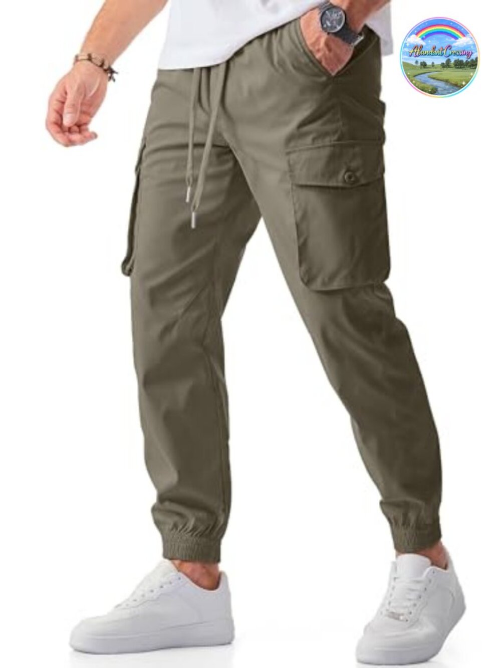 Men's Cargo Joggers Stretch Drawstring Tapered Sweatpants Pockets